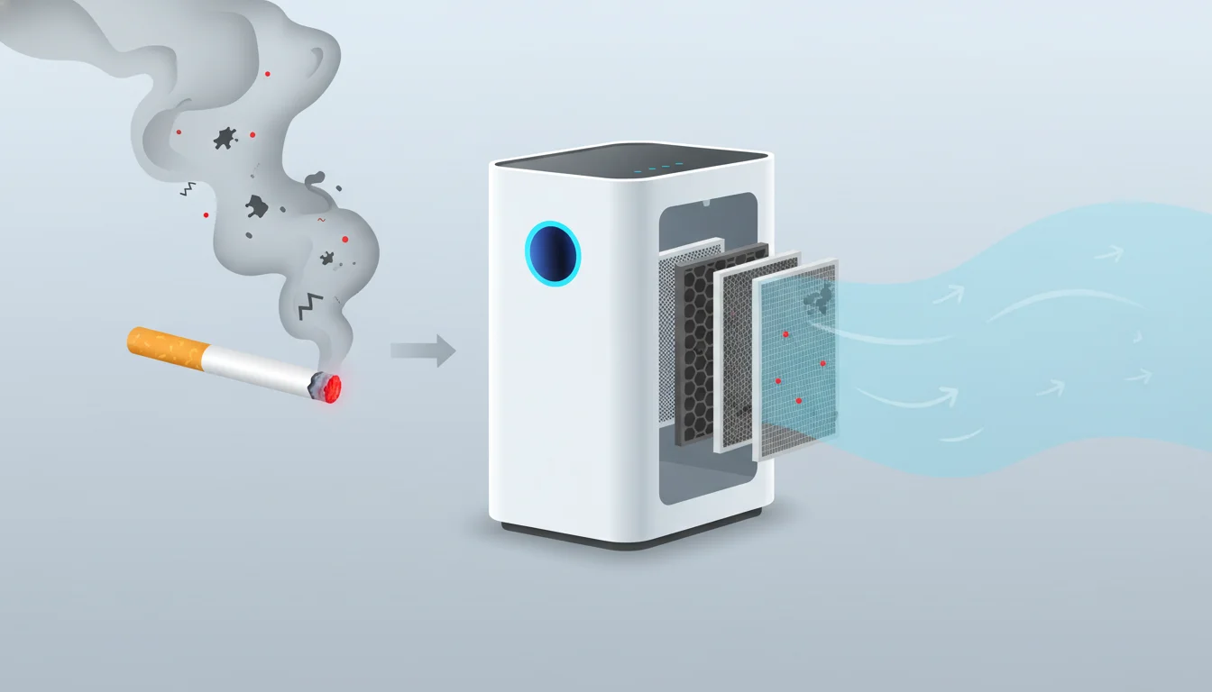 Illustration showing air purifier cigarette smoke concept