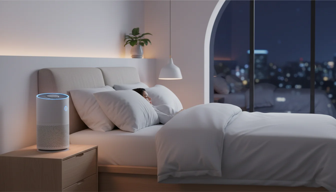 sleeping with air purifier - featured image for guide