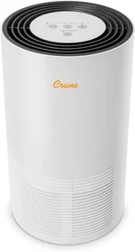 Crane True HEPA Tower Air Purifier with UV Light, 3-Stage Filtration HEPA Filter & UV Lamp, Air Cleaner for Bedrooms, Nurseries, Pets & Wildfire Smoke, Whisper Quiet, Timer & Sleep Mode