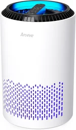 AROEVE Air Purifiers for Bedroom Home, 3 Layer Filter for Smoke Pollen Allergies Pet Dander Odor, Sleep Mode for Better Sleep, Energy Saving, 3 Speeds, Timer for Office, Dorm, Kitchen, MK01, White