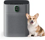 MORENTO Air Purifiers for Home Large Room up to 1076 Sq Ft with PM 2.5 Display Air Quality Sensor for Pet Hair, Double-Sided Air Inlet, 24db, Grey, 1 Pack + 2 Pack Filters