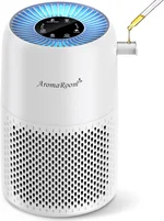 AromaRoom Air Purifiers for Bedroom, Air Purifier for Home with Fragrance Sponge, Portable Air Cleaner for Smoke, Allergies, Pet Hair Dander, Odor, Dust, RGB Night Light, AP100-A (White)