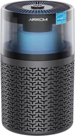 AIRROMI Air Purifiers for Bedroom Home, Up to 658 Ft², Activated Carbon Filter Cleaner, With Fragrance Sponge for Better Sleep, Night Light, Pet Dander, Allergies, Smoke, Odor, Desktop Air Cleaner A2002 Grey