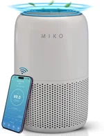 MIKO Air Purifier for Bedroom with 3-in-1 HEPA Filter & Sleep Mode, Whisper Quiet, Covers Up to 1200 ft, Smart Wi-Fi App Control - Removes Smoke, Allergens, Pets Hair, Dust, Odors, Pollutants