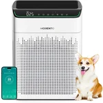 MORENTO Air Purifiers for Home Large Room Up to 1690 ft² with PM 2.5 Air Quality Monitor WiFi and Alexa compatible Double-sided Air Inlet for Smoke and Odor 1 Pack+2 Pack HEPA Filters White
