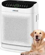 Air Purifiers for Home Large Room Up to 2500 Ft² With Double Air Intake,Washable Pre-Filters, AnEgoe Pet Air Purifier for Bedroom With Remote Control,HEPA Air Cleaner for Dust, Pets,White