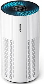 Air Purifiers for Home Large Room Cover Up to 1500 Ft², with 20dB Sleep Mode, 360° Air Intake & Outlet, HEPA Air Purifier for Bedroom Pets, Air Cleaner with 7 Color Light, HAP604, White