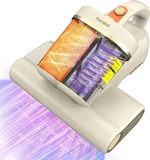 Mattress Vacuum Cleaner,16Kpa Suction with 253.7nm UV-C Light Bed Vacuum, 4400 Beats/Min,140°F Heat Dry,Double-Cup Handheld Vacuums for BedCouch,Carpet,HEPA Filter System-Corded(White)